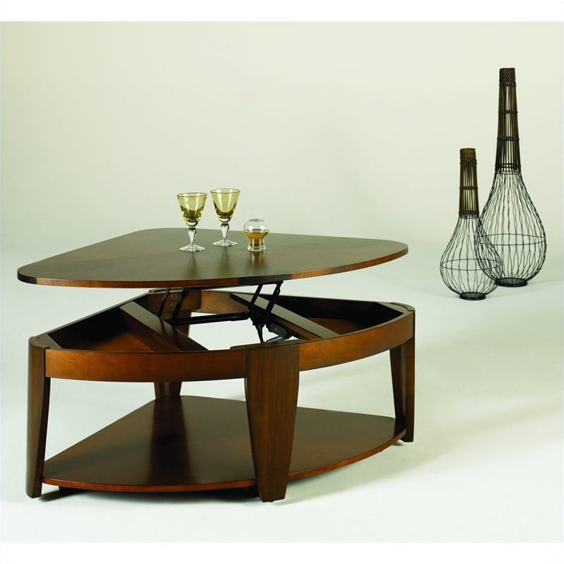 Hammary Oasis Wedge Lift Top Cocktail Table In Cherry Walnut Com Hammary Oasis Wedge Lift Top Cocktail, Wood Wedge Coffee Table Lift Top