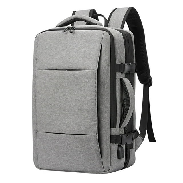 Expandable 22-37L Oxford Cloth Travel Backpack with Multiple Pockets for Organized Storage - Ideal for Business Trips, Commuting & Outdoor Activities - Light Grey