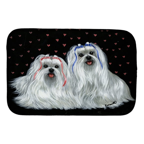 Maltese Sweethearts Dish Drying Mat