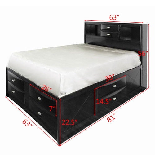 Costway Queen Size Bed Storage Drawers Bookcase Headboard Bedroom Furniture Canada Costway Queen Size Bed Storage, Queen Size Bed With Storage Headboard