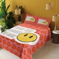 thumbnail image 2 of Ambesonne Emoji Fitted & Top Sheet Set with Shams, Kind of Basic to Me Writing, Vermilion White Mustard, 2 of 5