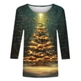 thumbnail image 5 of LEKWK Christmas Character Shirts for Women Xmas Tree Crew Neck 3/4 Sleeve Tops Gnome Christmas Shirts for Women Tropical Christmas Shirts for Women, 5 of 5