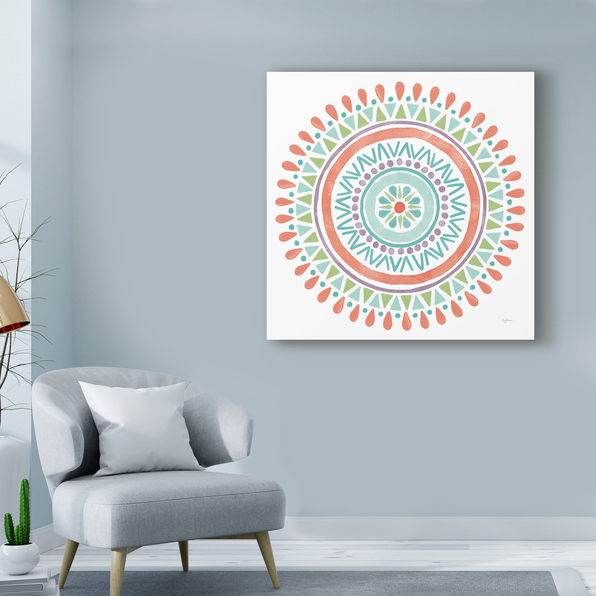 Trademark Fine Art 'Lovely Llamas Mandala I on White' Canvas Art by Mary Urban