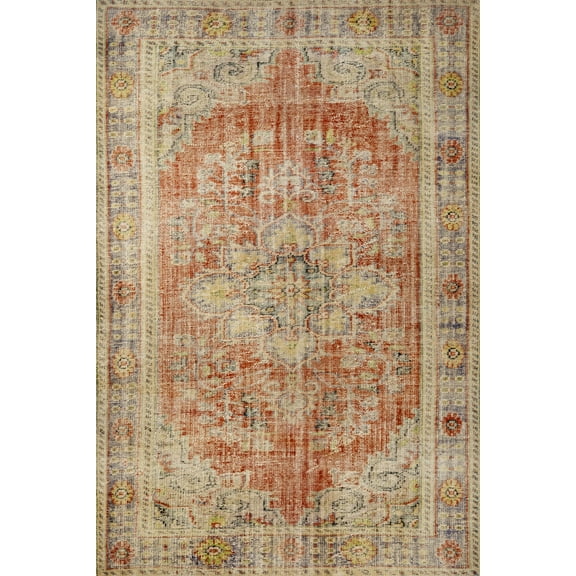 Red Oriental Area Rugs for Living Room Washable Rugs Boho Moroccan Area Rug Soft Neutral Geometric Bohemian Carpet Distressed Indoor Rug for Bedroom Dining Room Office Foldable Nonslip Rug