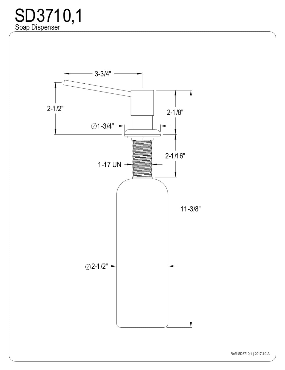 Kingston Brass Naples 17 oz Soap Dispenser with Straight Nozzle, Polished Chrome