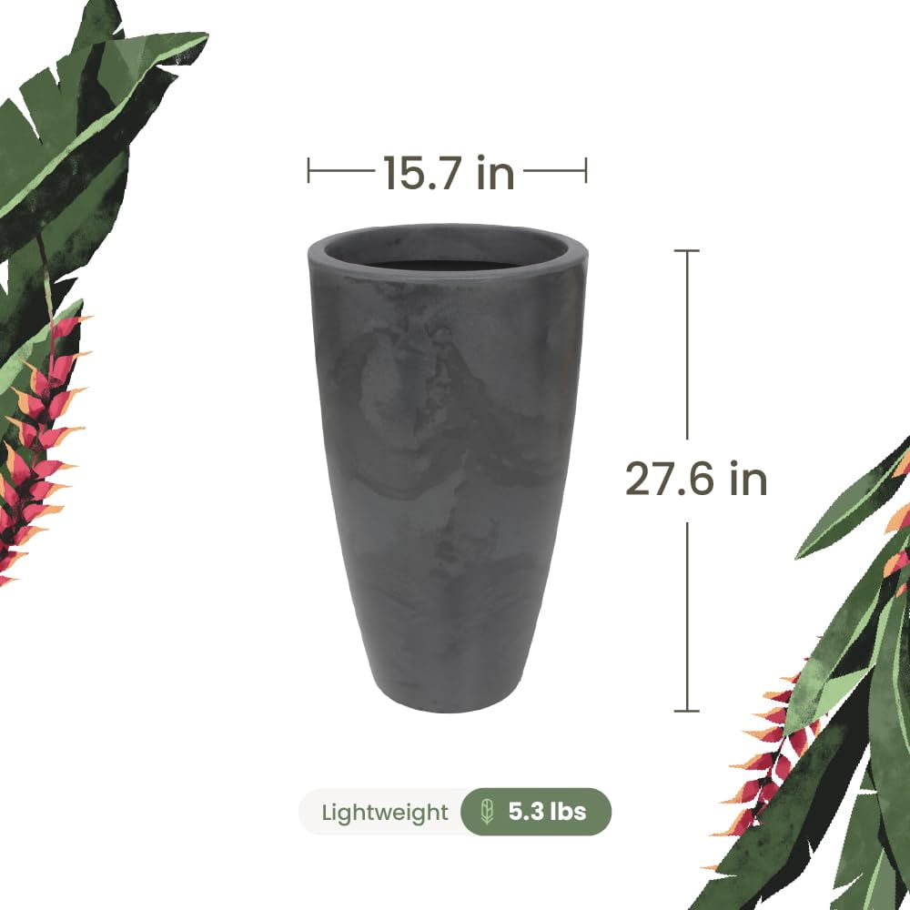 Ecobo 27.6-Inch Tall Eco-Friendly Round Pot Planter | Indoor/Outdoor Use, Durable, Versatile, and Lightweight | Contemporary All-Weather Design by Brazilian Artisans - Black