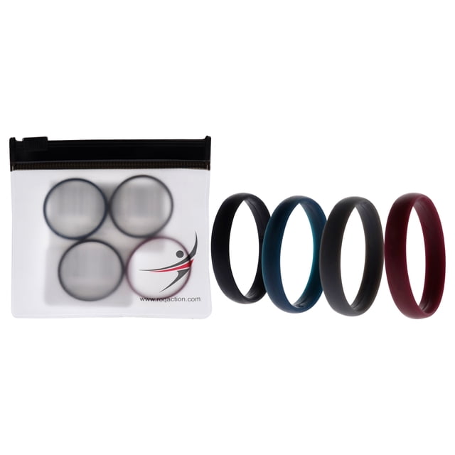 Juego de anillos lisos de boda de silicona de 6 mm - Burdeos de ROQ para hombres - Anillo de 4 x 15 mm