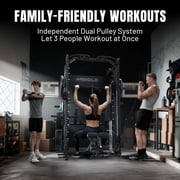 Mikolo M11 Elite Smith Machine Home Gym,2200 lbs Power Rack Cage with Dual 130LBS Weight Stacks, Functional Trainer , 18PCS Aluminum Pulleys and Other Attachments for Home Gym
