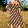 thumbnail image 5 of Robe Décontractée Diagonale Rayures Colorées Imprimé Esthétique Jolie Robe Femme Col en V Grande Taille Vestido, 5 of 5