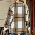 thumbnail image 5 of Women's Casual Plaid Lapel Woolen Button Up Pocketed Long Shacket Coat, 5 of 5