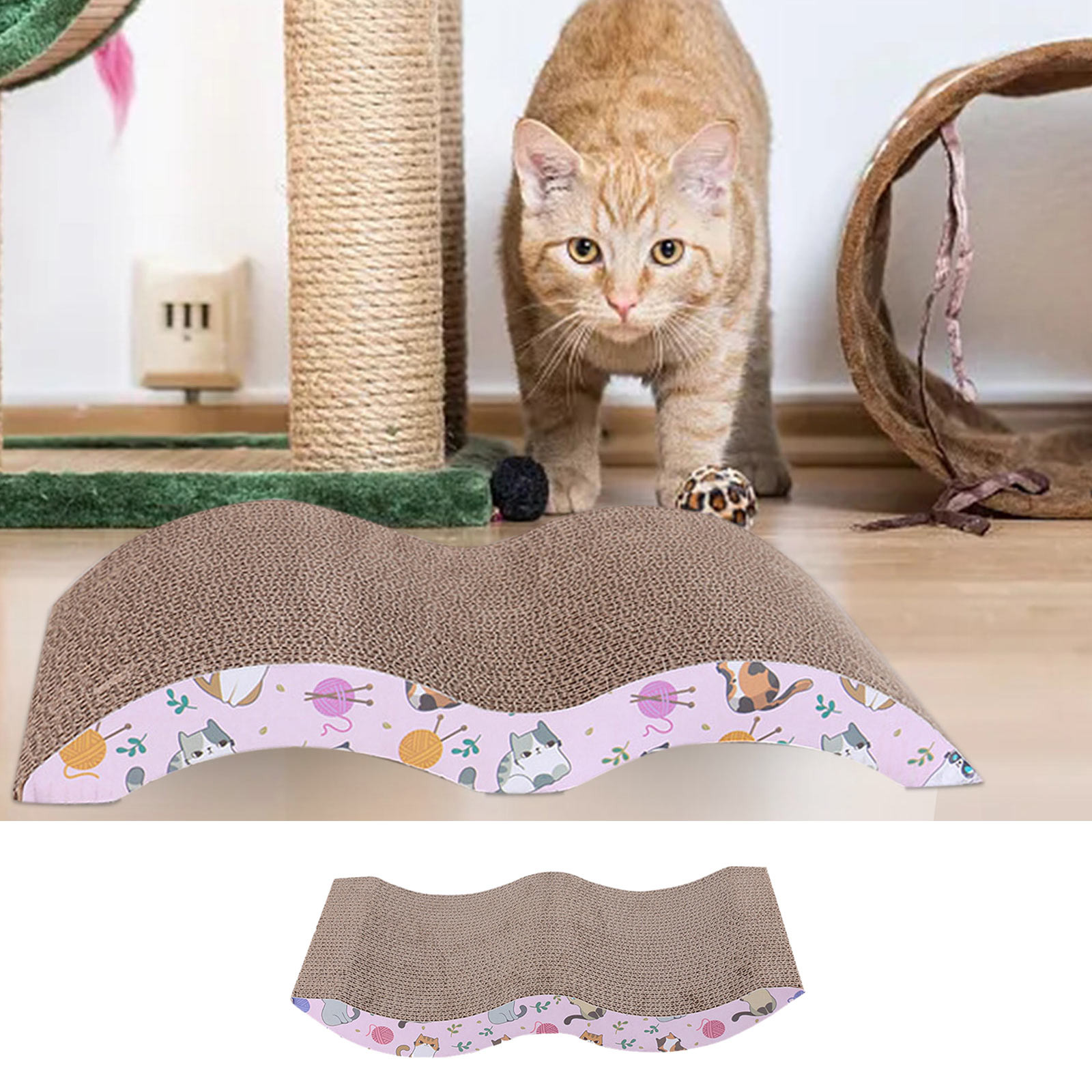 ZAROYEAX Cat Scratcher Scratching Board Pad Cardboard Horizontal Wave ...