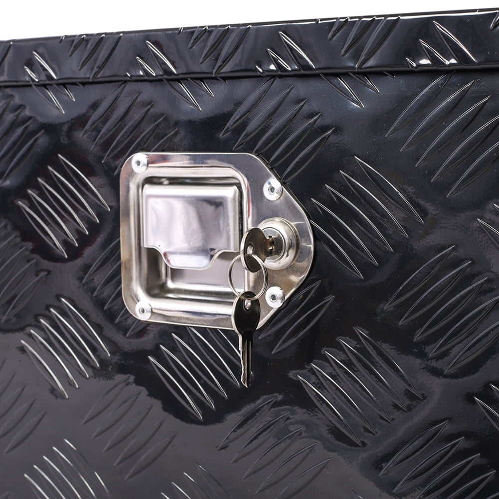 39 Inch Tool Box, Aluminum 5 Bar Tread Pattern Toolboxes with Lockable Design, Heavy Duty Tool Box with Air Strut, Storage Tools Organizer with Side Handle, Waterproof Storage Toolbox