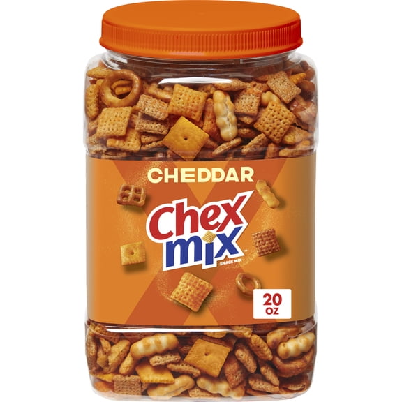 Chex Mix Cheddar Snack Mix, Salty Snacks Tub, 20 oz