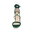 thumbnail image 6 of BLISSFUL STEP Women's Shoes Stiletto High Heel Ankle Wrap Tie Open Toe Faux Suede Sandals Green 9, 6 of 8