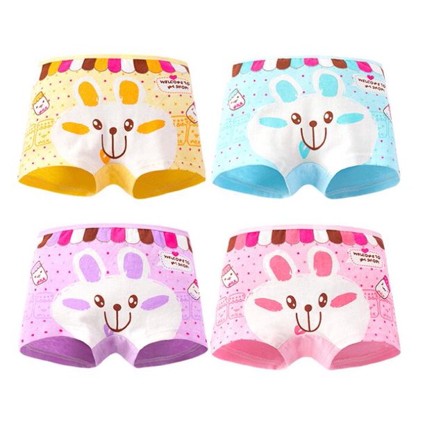 4 Uds. De cajas de dibujos animados para niñas, ropa interior de algodón para niños, bragas con estampado bonito, bragas cortas para niños, calzoncillos para niñas, calzoncillos de talla 2T-10T Deng Xun unisex
