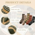 thumbnail image 3 of Women Vintage Striped Wool Socks, Fall Winter Warm Hiking Crew Knit Soft Socks 5 Pairs, 3 of 7