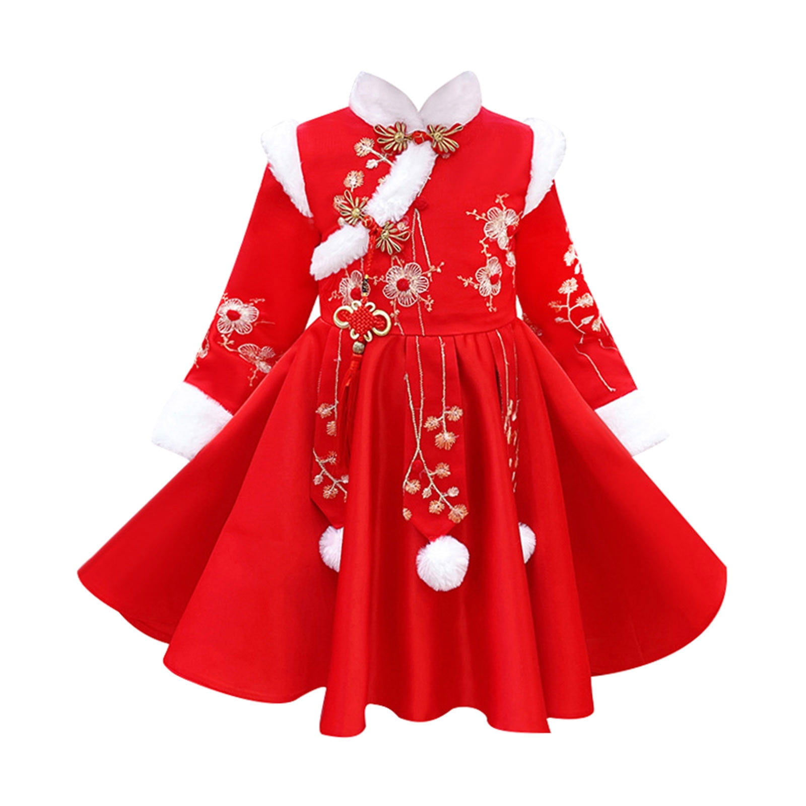 nsendm Big Kid dress Clothes for Girls 4 5 Years Old Clothes Girls Kids Princess Suit Toddler Tang Year Chinese Thick Casual Dresses Girls Clothes Red 4 5 Years Walmart