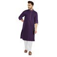 thumbnail image 5 of Atasi Indian Men's 2 Piece Kurta Pajama Set Henley Neck Cotton Casual Long Kurta, 5 of 7