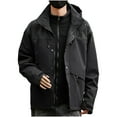 thumbnail image 2 of Maoxin Men's Jacket Fashion Men's Solid Color Long Sleeved Hooded Casual Outwear Jackets Jacket Coats , Black , 2XL, 2 of 7
