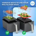 thumbnail image 2 of 2X Fryer Rack for Basket, Fryer Multi-Layer Rack,for Ninja Foodi DZ201 DZ40 Double Basket Fryer,2 x Steaming rack 2 x Grilling rack,Silver, 2 of 8