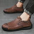 thumbnail image 6 of Mens Casual Casual Shoes Leather Lightweight Loafers Outdoor Soft Sole Walking Shoes Comfortable Soft Driving Shoes Brown 10 UK, 6 of 7