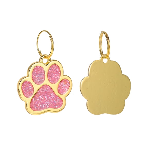 MEIBUTYUP 3Pcs Pink Zinc Alloy Stylish Paw Pet Tags Personalized Dog Id Hanging Charms