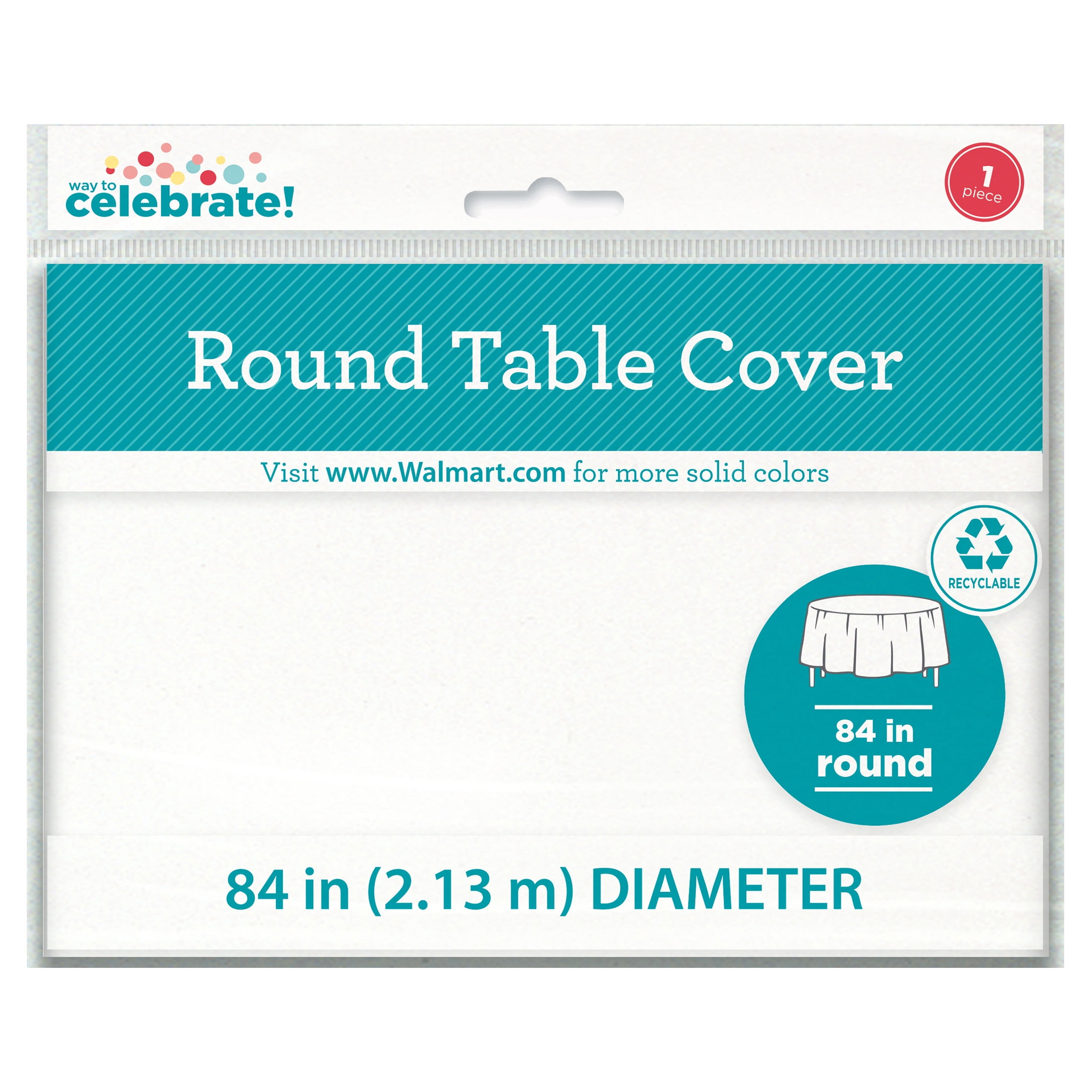 1CT 84IN White Round Plastic Table Cover by Way To Celebrate