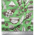 thumbnail image 1 of Soimoi Georgette Viscose Fabric Tea Cup,Lemon Slice & Ginger Vegetable Fabric Prints By Yard 42 Inch Wide, 1 of 1