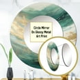 thumbnail image 3 of Designart "Fusion Of Gold And Green Tranquil Waves" Abstract Shapes Rund Mirror For Wall Decor - Large Beige Round Printed Mirror - Modern Round Office Mirror - 23" x 23", 3 of 6