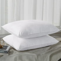 Unikome 2 Pack White Goose Down Feather Pillows in White Cotton Fabric, Standard