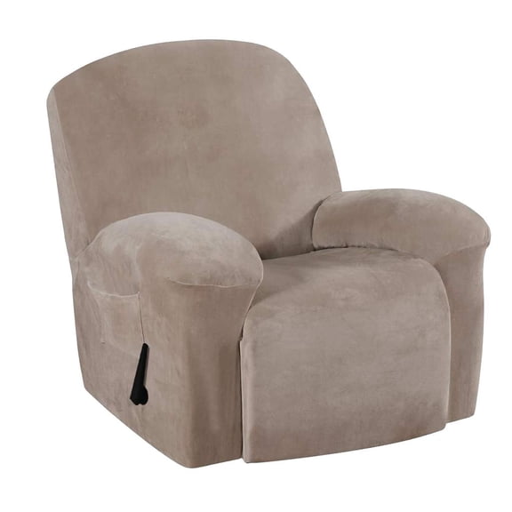 FytStycale Elastic Velvet Recliner Dining covers Stretch Seat Covers Spandex Short Dining Brown_1