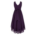 thumbnail image 2 of YiZYiF Girls V Neck Sleeveless Chiffon Wedding Party Dress Pleated Ruffle High-low Hem Dresses, 2 of 7