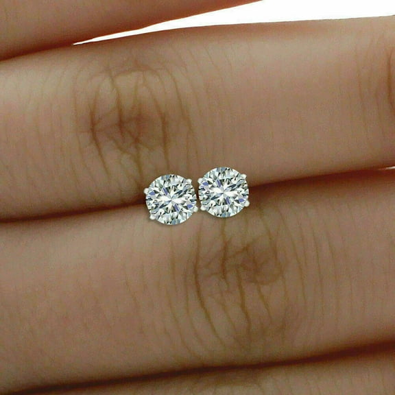 2Ct Lab Created Diamond 14k White Gold Plated Screw-back Solitaire Stud Earrings