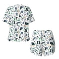thumbnail image 5 of Qekee Modern Industry Women's Pajama Set Short Sleeve Sleepwear Summer Home Wear with Pockets Soft Short Sleeve Shirt - Modern Industry, 5 of 9
