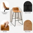 thumbnail image 4 of LUE BONA Upholstered Checkered Pattern Bar Stools Set of 3, Faux Leather 30 Inch Bar Height Chairs for Kithchen Island, Whiskey Brown, 4 of 8