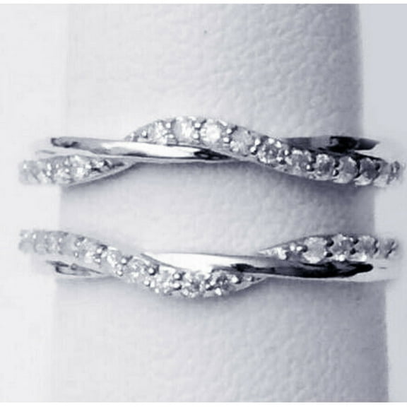 14K White Gold Plated 0.50CT Lab Created Diamond Enhancer Wrap Guard Band Ring