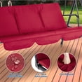 thumbnail image 3 of Chaise Balançoire de Patio Extérieure à 3 Places – Auvent Réglable, Cadre en Acier Robuste, Siège en Textilène Respirant, Berceuse Rembourrée Imperméable – pour Jardin, Cour Arrière, Terrasse, Bord de Piscine – Rouge-Z1, 3 of 8