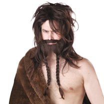 Men's Brown Viking Wig With Beard & Mustache
