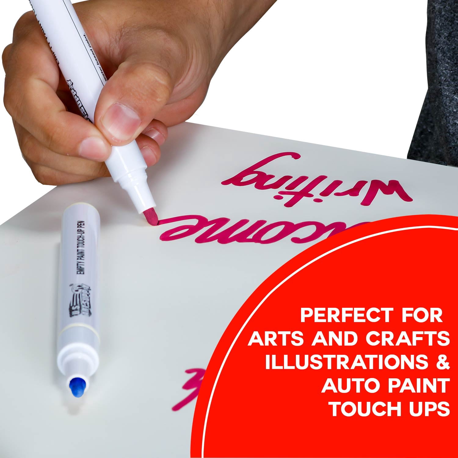 U.S. Art Supply Empty Paint Touch-Up Marker Pen Blank - Aluminum Body Fillable 4.5mm tip (Pack of 72)