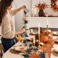 thumbnail image 5 of Fall Decor White Blue Garland 5.74FT Long Thanksgiving Garland Maple Leaves Wreath Hanging Vines Decor for Front Door Kitchen Fireplace Home Indoor Outdoor, 5 of 7