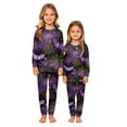 thumbnail image 2 of HTHLVMD Family Matching Sleep Set, Halloween Loungewear, Long Sleeve Home Pjs, Halloween Purple Gold Bat Spider Web Family Matching Pajamas Set, Long Sleeve Crew Neck 2pcs Holiday Loungewear, 6 Years, 2 of 8