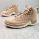 thumbnail image 1 of Ni - ke Air Jordan 12 Retro Sneakers Womens 8 Tan Suede Gold Athletic Streetstyle Shoes, 1 of 5
