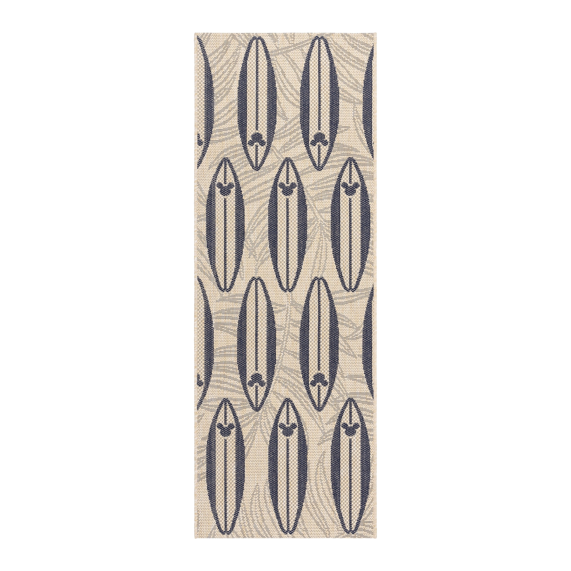 Disney Outdoor Surfboard Coastal Graphic Sand/Navy Area Rug, 2x6 Runner