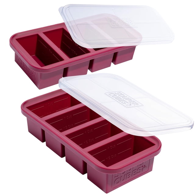 Bandeja para congelador Souper Cubes, 250 ml, silicona con tapa, paquete de 2 unidades, arándanos