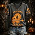 thumbnail image 2 of Women's Halloween Assuming I'm Just an Old Lady was Your First Mistake Witch Tee Funny Halloween Shirts for Women Halloween Witch Shirt Dark Gray L, 2 of 4