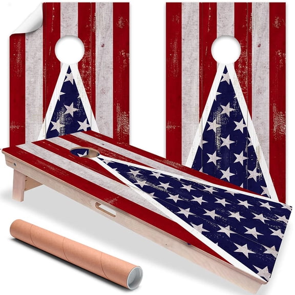 Cornhole Board Wraps and Decals for Boards Set of 2 Skins Professional Vinyl Covers Sticker American Flag Triangle Cornhole Wraps Stickers Cornhole Skins Cornhole Wraps for Boards