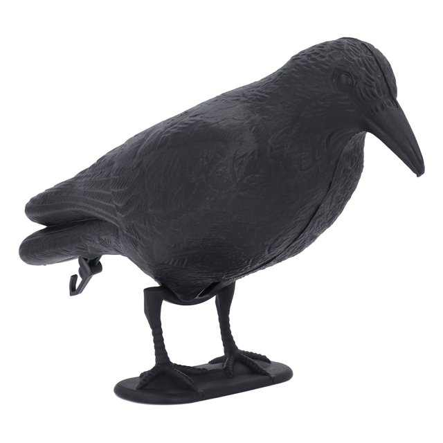 Plastic Crow Decoy, Easy To Install Decoration Black Raven Decoy Weather Resistant Complete Form with Foot Pile for Hunt