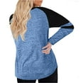thumbnail image 2 of Long Sleeve Women V-neck T-shirt Color Block Striped Plus Size Casual Shirt Tops, 2 of 5