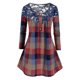 thumbnail image 1 of Más el tamaño del panel de la tela escocesa del cordón de la blusa del patrón Rosegal Blusas Tallas Grandes, 1 of 5
