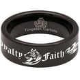 thumbnail image 5 of Tribal Wolf + Loyalty Faith Alpha Tungsten Carbide Ring, 5 of 9